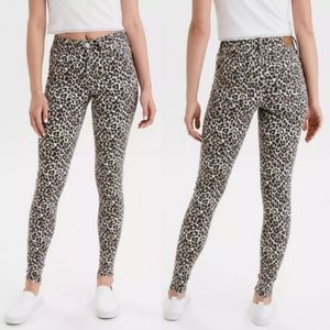 American Eagle Leopard Print Skinny High Waisted Stretch Jeggings Women's Size 0